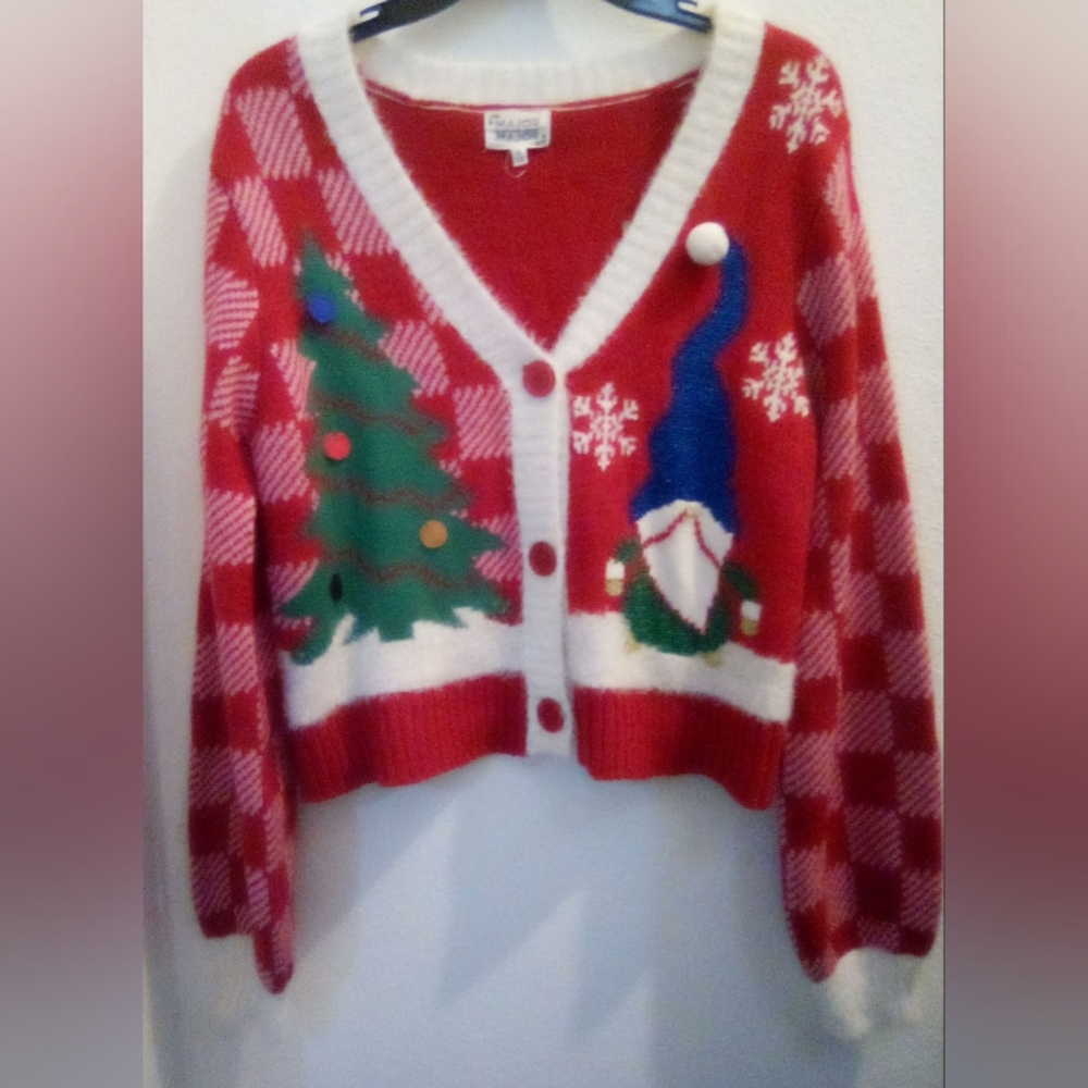 Major Label Group Cozy Holiday Cardigan with Festive Design Size S
